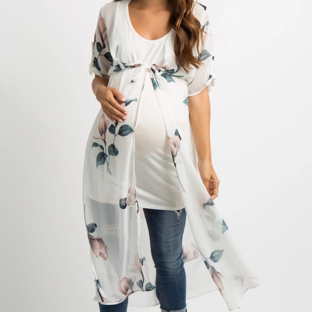PinkBlush Sheer Floral Kimono | Maternity Friendly | Floral Coverup | XL